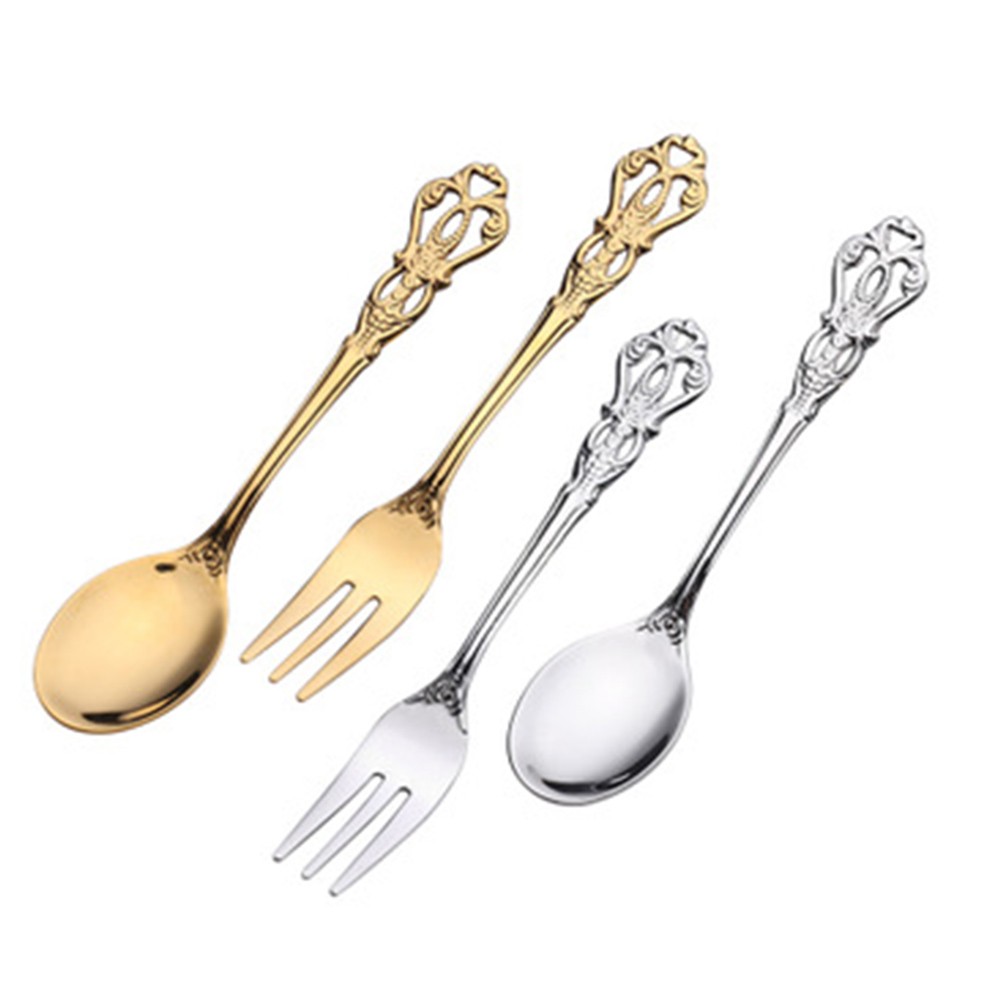 Gold Plated Cutlery - 1 Pair Vintage Gold Spoon Fork