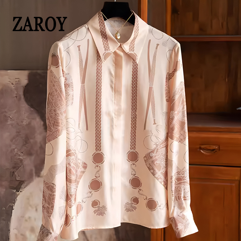 Luxury Lifestyle Women - ZAROY Chain Printed Luxury Women Shirt