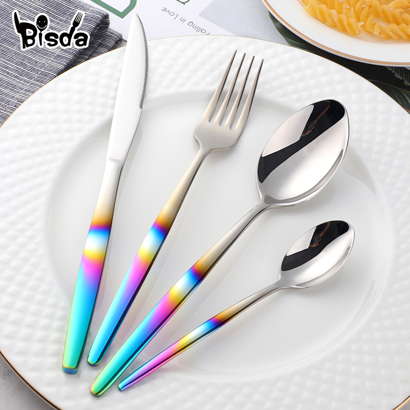 Rainbow Flatware Set Gold Cutl - Gold Plated Cutlery 评论和价格