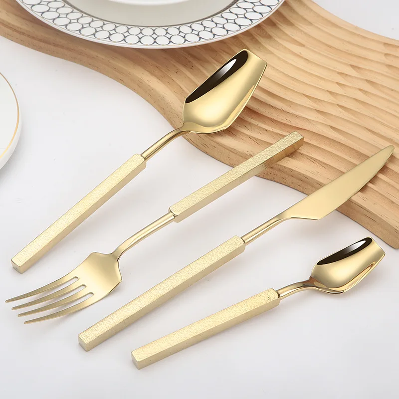 4pcs Luxury Cutlery Set Wester - Gold Plated Cutlery 评论和价格