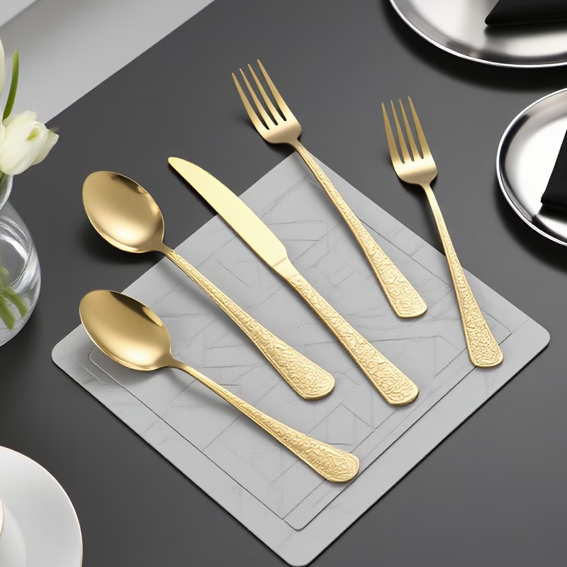 30-piece stainless steel gold- - Gold Plated Cutlery 评论和价格