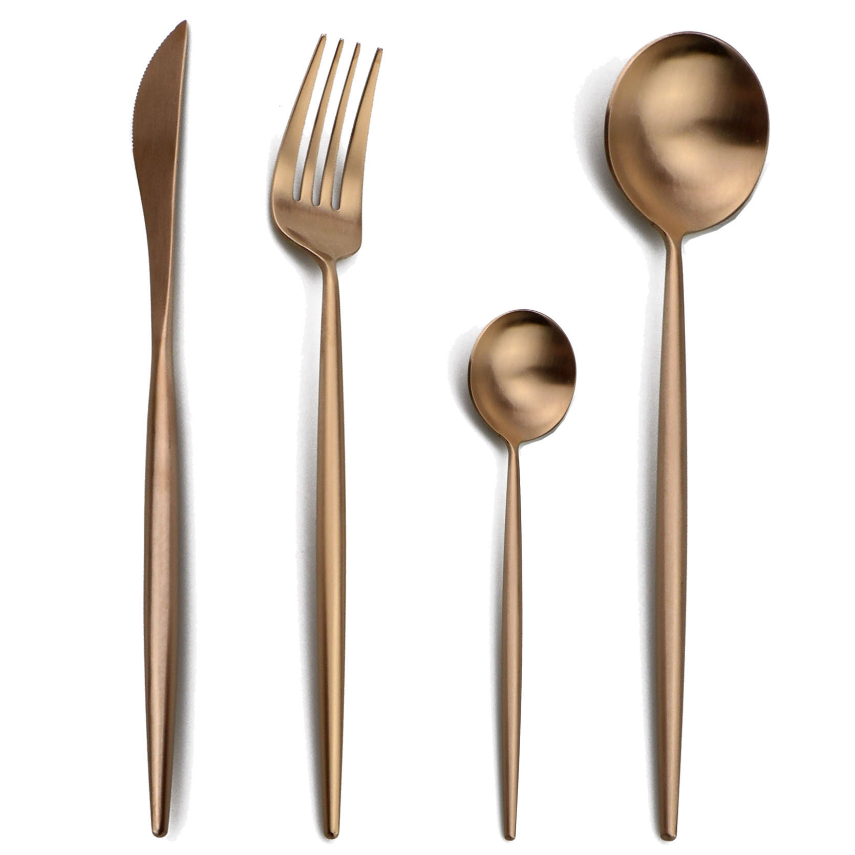24-Pcs Rose Gold Cutlery Set W - Gold Plated Cutlery 评论和价格
