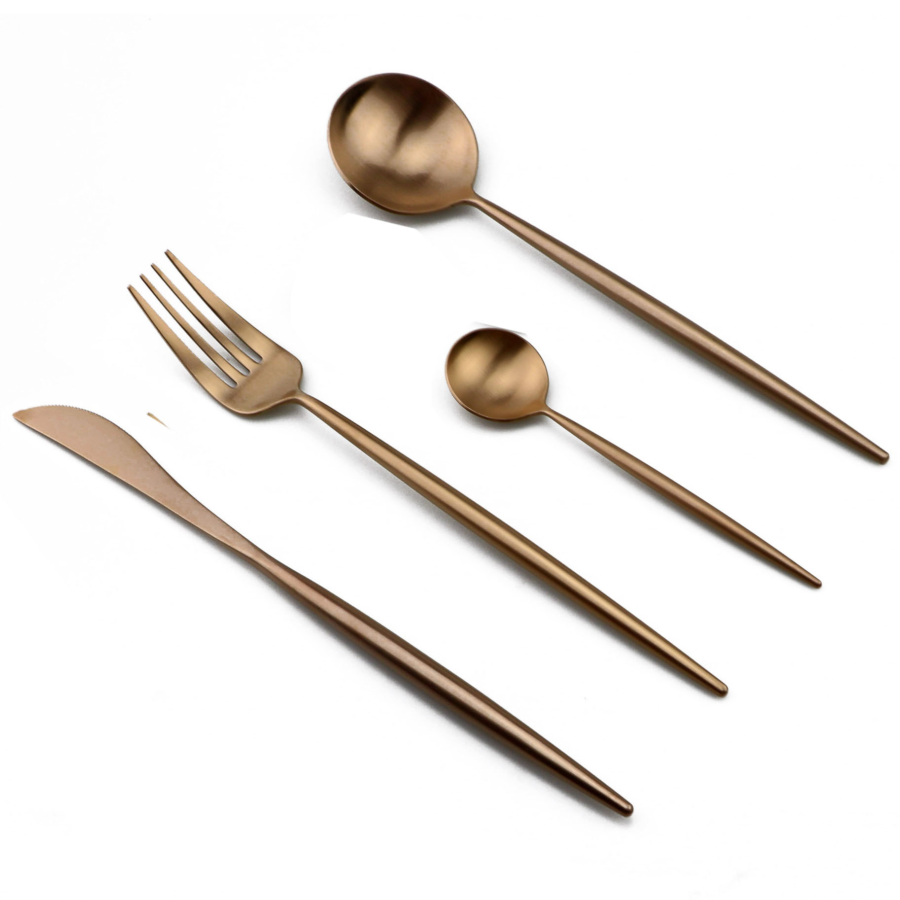 24-Pcs Rose Gold Cutlery Set W - Gold Plated Cutlery 评论和价格