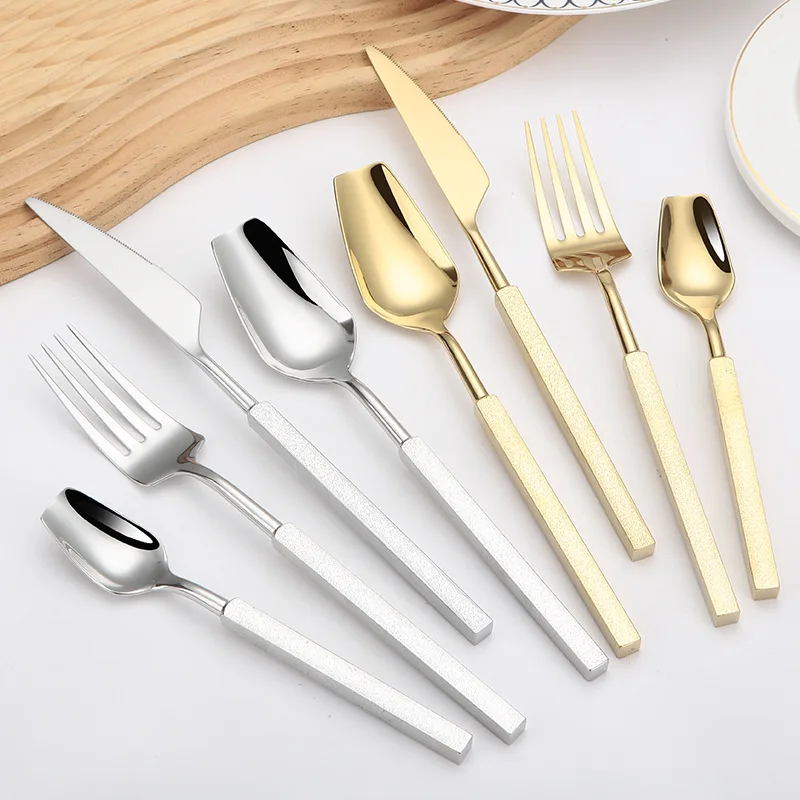 4pcs Luxury Cutlery Set Wester - Gold Plated Cutlery 评论和价格