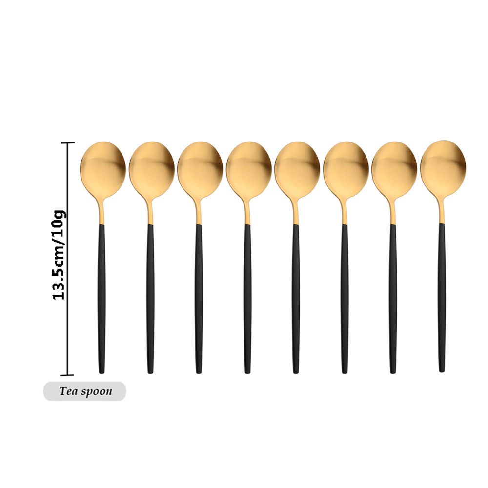 Drmfiy Black Handle Gold Coffe - Gold Plated Cutlery 评论和价格