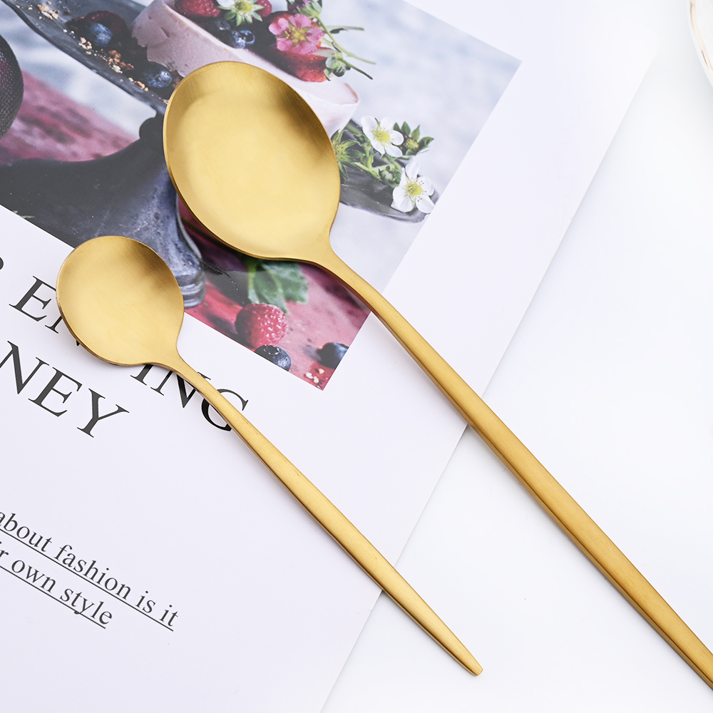 Drmfiy Black Handle Gold Coffe - Gold Plated Cutlery 评论和价格