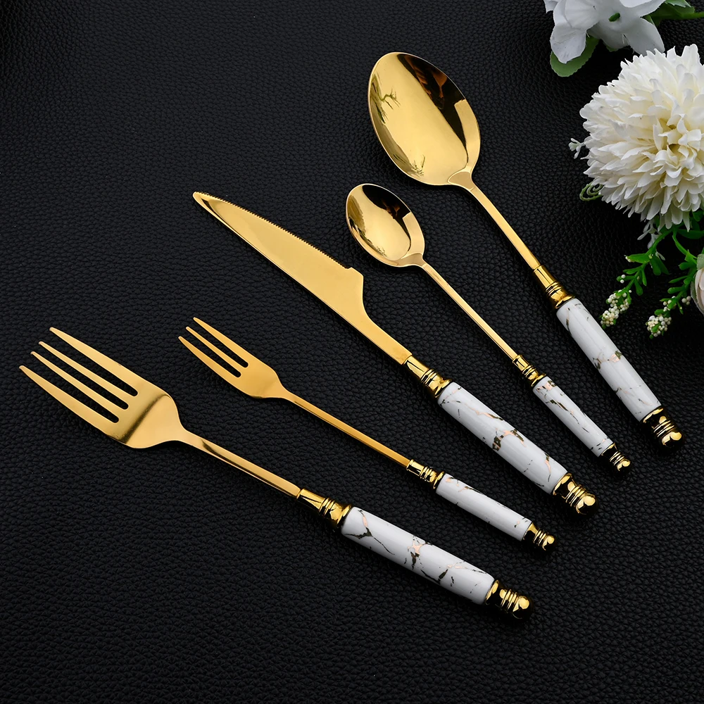 16Pcs Tableware Set Cutlery Se - Gold Plated Cutlery 评论和价格