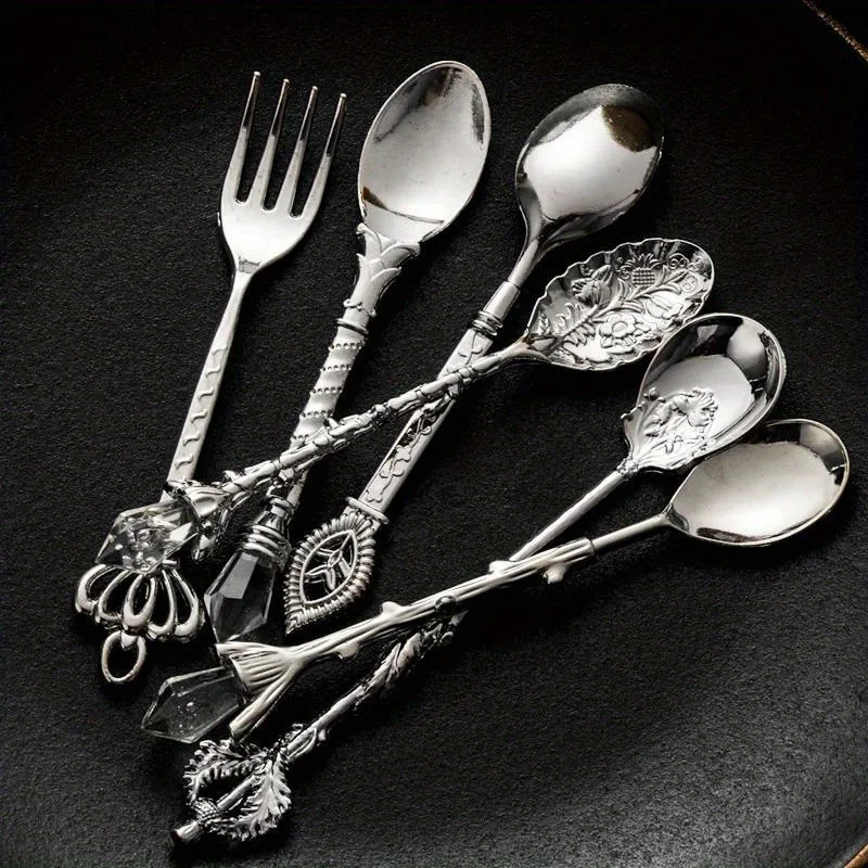 6pcs Vintage Spoons Fork Royal - Gold Plated Cutlery 评论和价格
