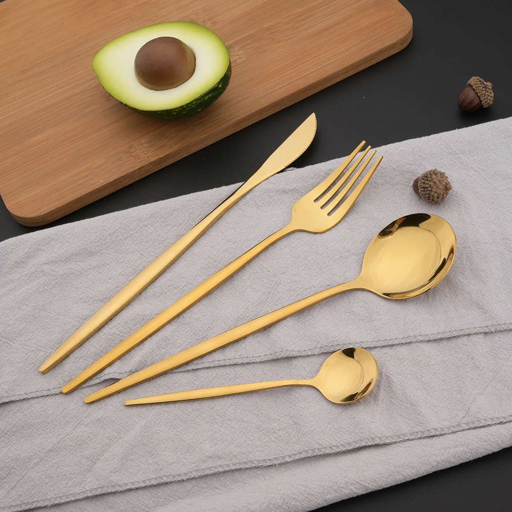 16Pcs Green Gold Dinnerware St - Gold Plated Cutlery 评论和价格