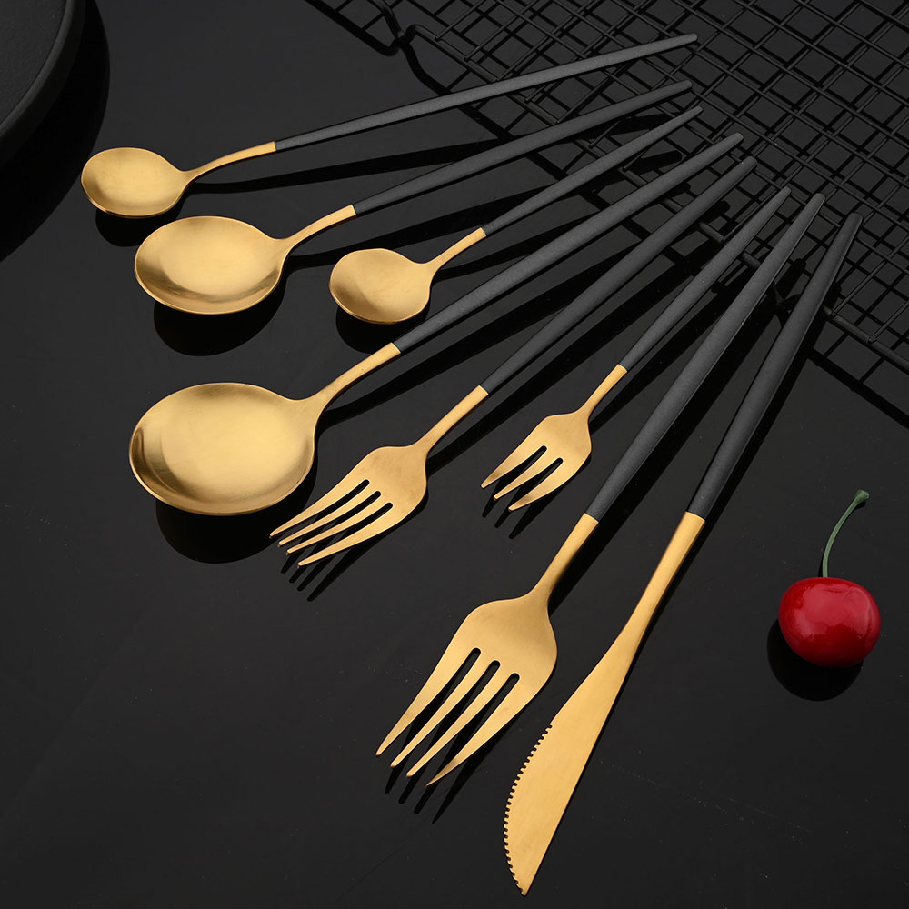 Tableware Stainless Steel Blac - Gold Plated Cutlery 评论和价格