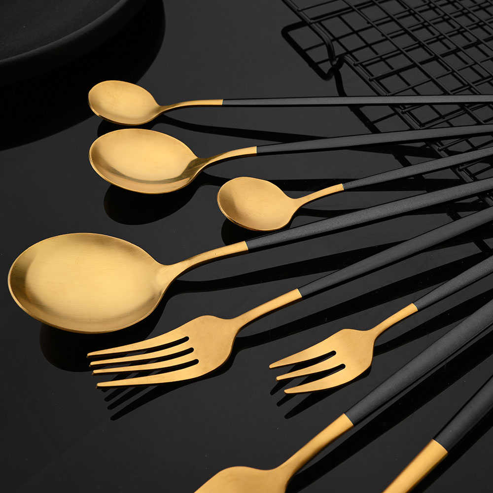 Tableware Stainless Steel Blac - Gold Plated Cutlery 评论和价格