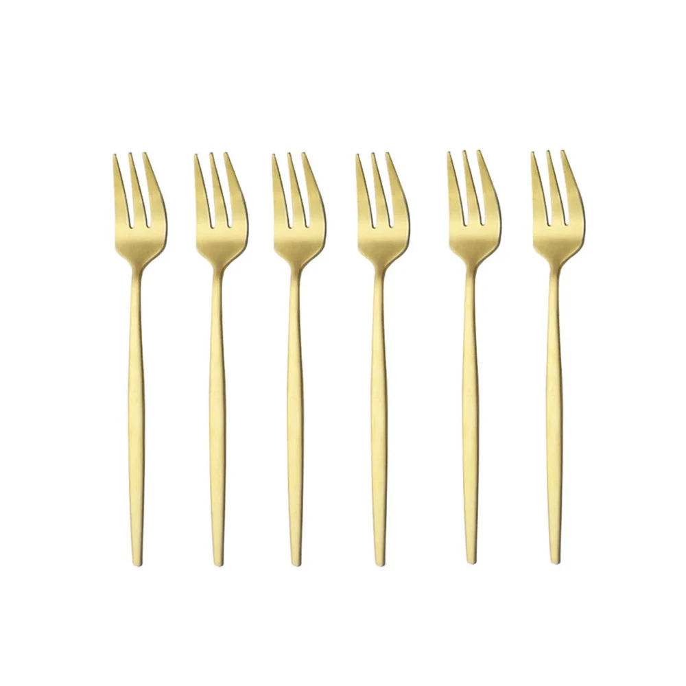 6Pcs Stainless Steel Matte Cak - Gold Plated Cutlery 评论和价格