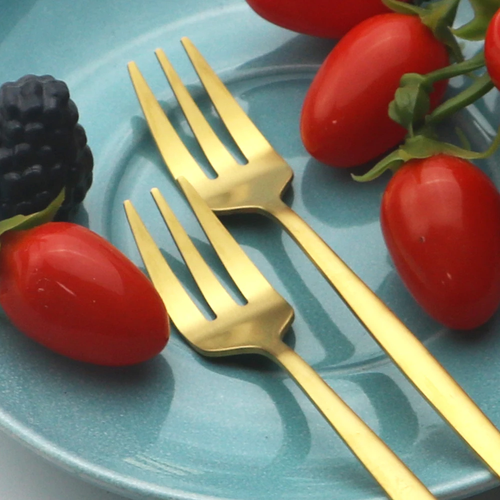 6Pcs Stainless Steel Matte Cak - Gold Plated Cutlery 评论和价格