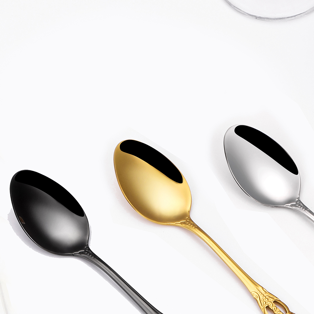 2/4/6/12pcs Gold Dessert Spoon - Gold Plated Cutlery 评论和价格